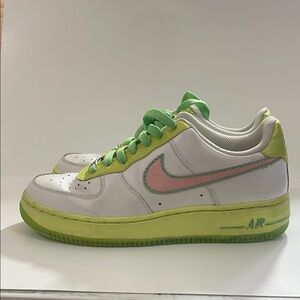 Vintage Nike Air Force AF1 82 GS Pink Lime Athletic Sneaker 6Y/Womens 7.5